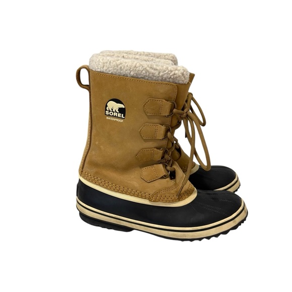 Sorel Shoes - SOREL Women’s Size 8 Caribou Tan Leather Waterproof Boots Outdoor Winter Hiking
